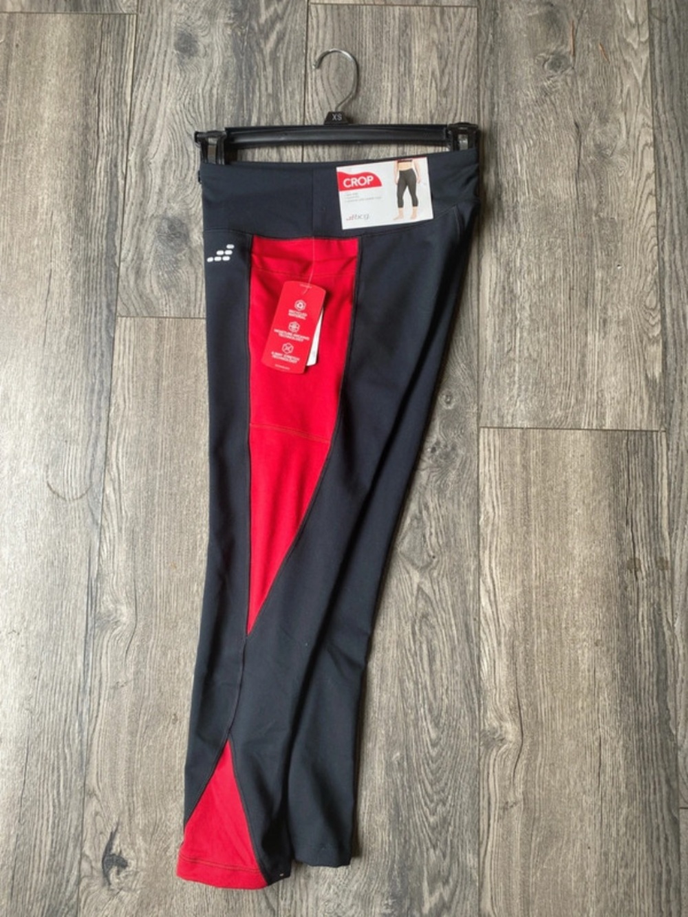 Crop Performance womens Black and Red Athletic leggings